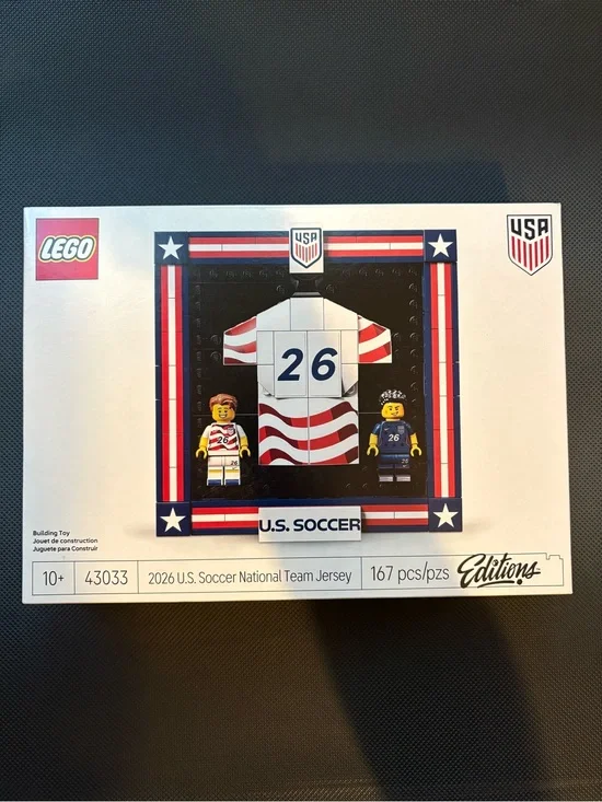 Lego U.S. Soccer Jersey Display - White, Red & Blue
