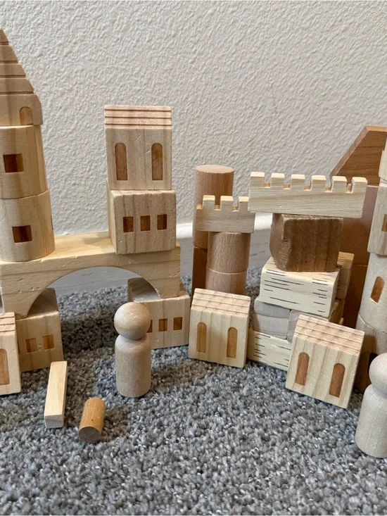 Natural Wooden Building Blocks Playset - Neutral