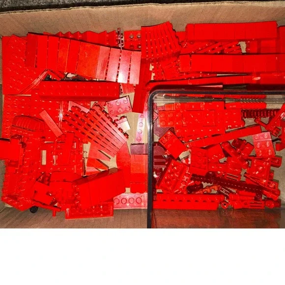 LEGO‎ Red Bulk Brick Lot Assorted Pieces Plates Bricks 13.5oz Mixed Parts