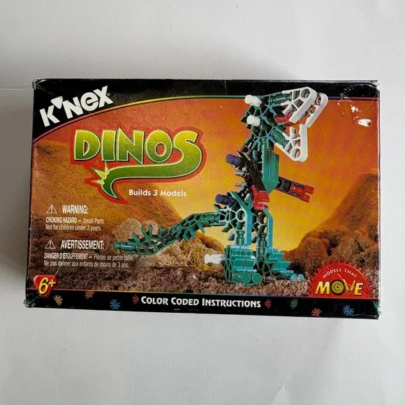 KNEX Dinos Building Set 10405 Vintage 1998 66 Pieces 3-in-1 Dinosaur Models