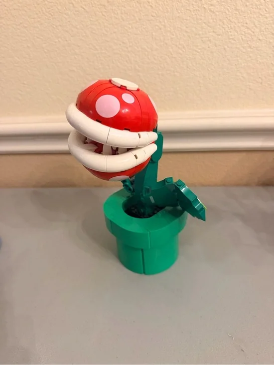 Lego Red and White Piranha Plant with Green Pipe