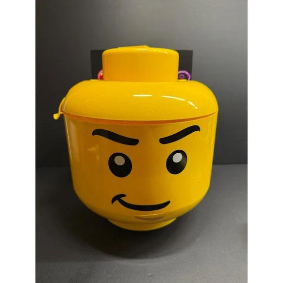 LEGO Minifigure Head Sort and Store Yellow Storage‎ Bin Organizer Smirk Face