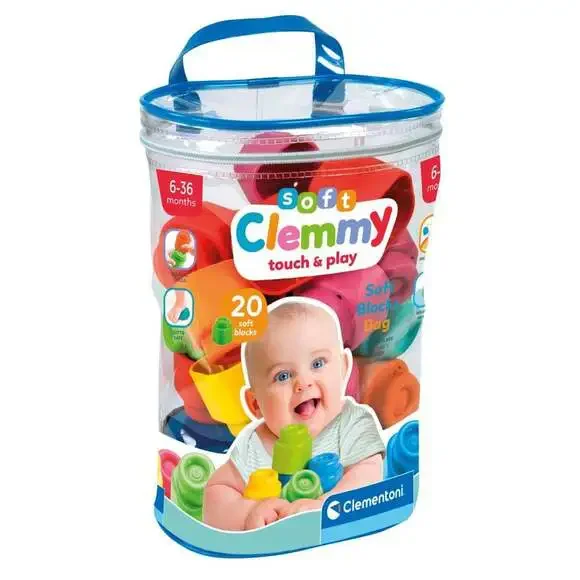 Soft Clemmy Touch & Play‎ 20 Soft Blocks Bag by Clementoni, Ages 6-36 Months