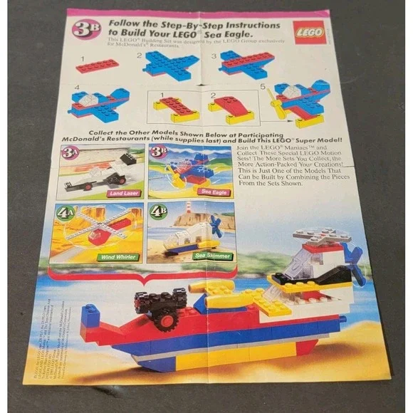 Vintage LEGO McDonald's Promo 1642‎ Sea Eagle Instructions Sheet