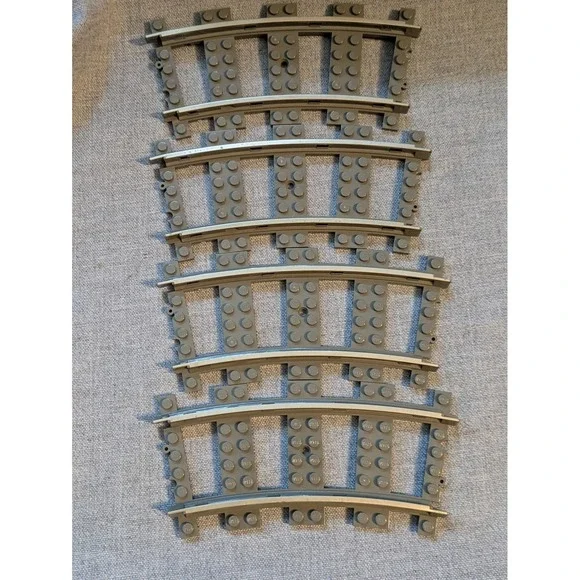 Lot of 4 Lego Electric Train Tracks 9V Curve Metal Dark Gray 2867