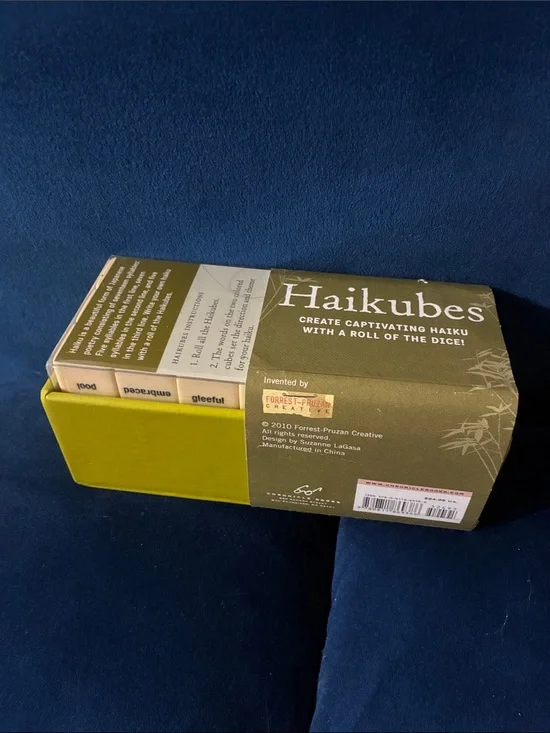 Haiku Haikubes Dice Game - Olive Green and White Box