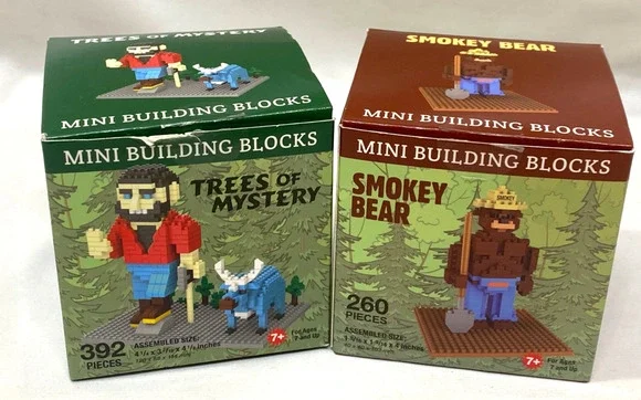 Smokey Bear Mini Building Blocks AND Trees of Mystery Paul Bunyan