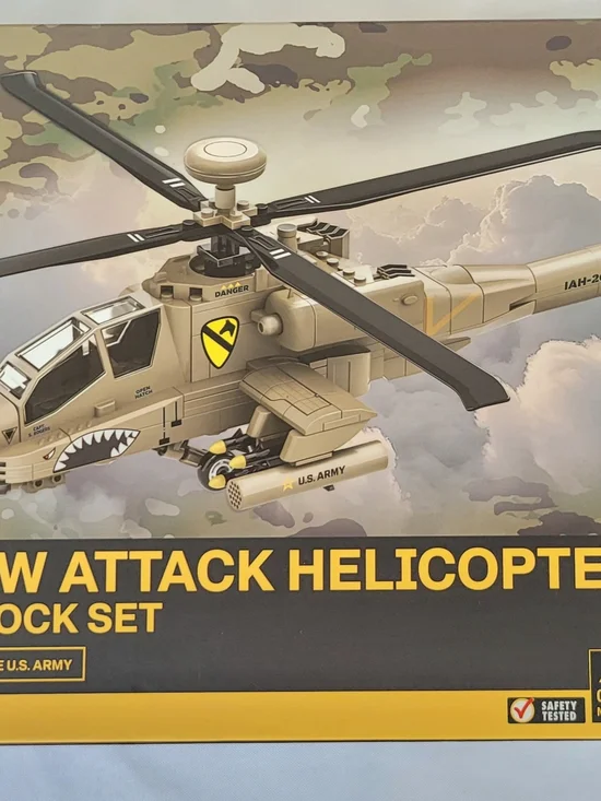 U.S. Army Desert Tan Attack Helicopter Building Set with Black Rotors