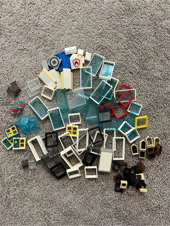 Assorted LEGO Window and Door Pieces - Mixed Colors