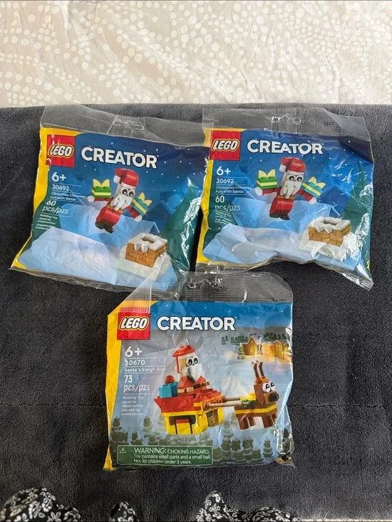 Lego Creator Santa Holiday Mini Builds -creator 30692 set of 2 and 30670 all new