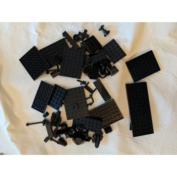 Lego Lot of 50+ Vintage Classic Black Tiles Smooth Flat Long Printed