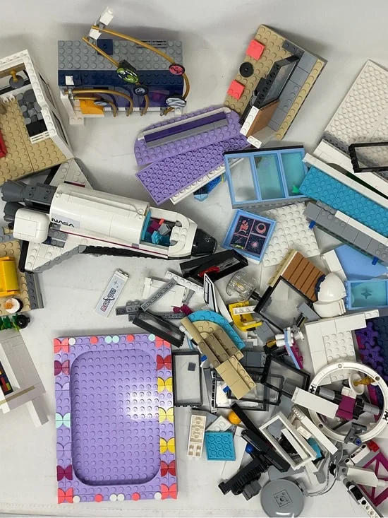 Lego Mixed Set Pieces in White, Purple, Blue, Tan, Black