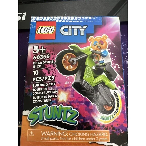 LEGO City Stuntz Bear Stunt Bike 60356, Flywheel-Powered Motorbike Toy new toy