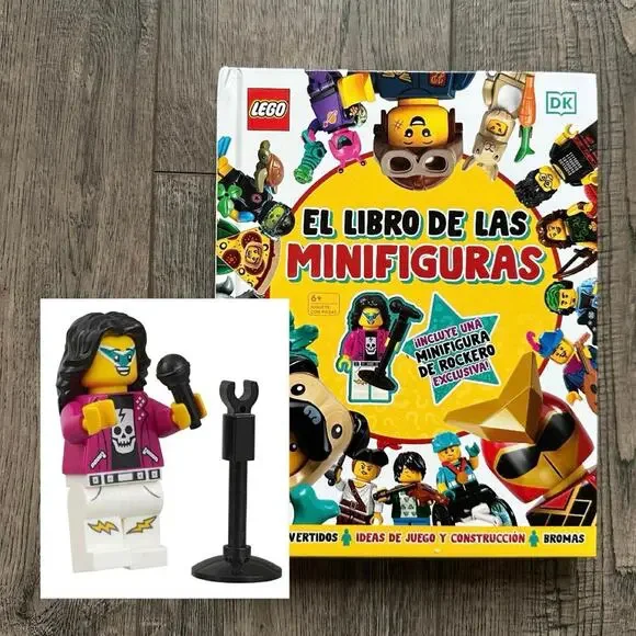Retired Lego COL410 Spanish Meet The Mini Figures Rock Singer Rockstar Book Set
