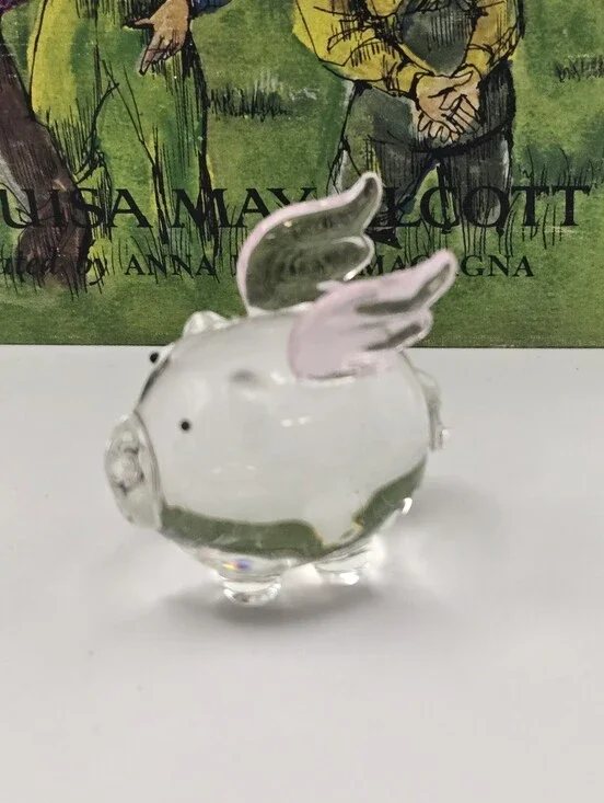 Penelope the Pig Pier 1 Mini Glass Pig Pink Wings When Pigs Fly Art Glass Mini