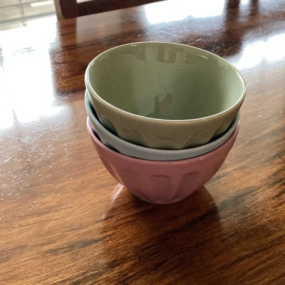 Pier 1 Imports Small Bowl Set Blue Pink Green Dipping Appetizer Bowls Like New
