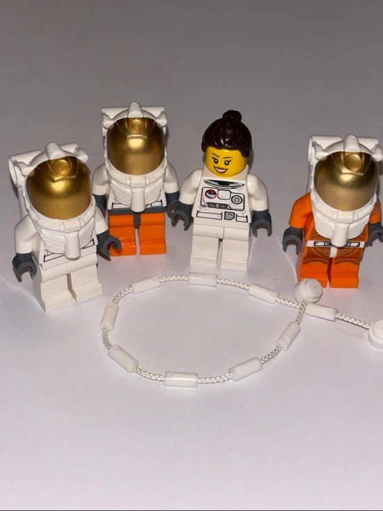 LEGO Astronaut Minifigure Lot with Gold Helmets - White & Orange