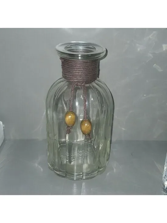 Pier 1 Glass Ribbed Pattern Art Deco Vase Infusion Incense Stick Brown Accents