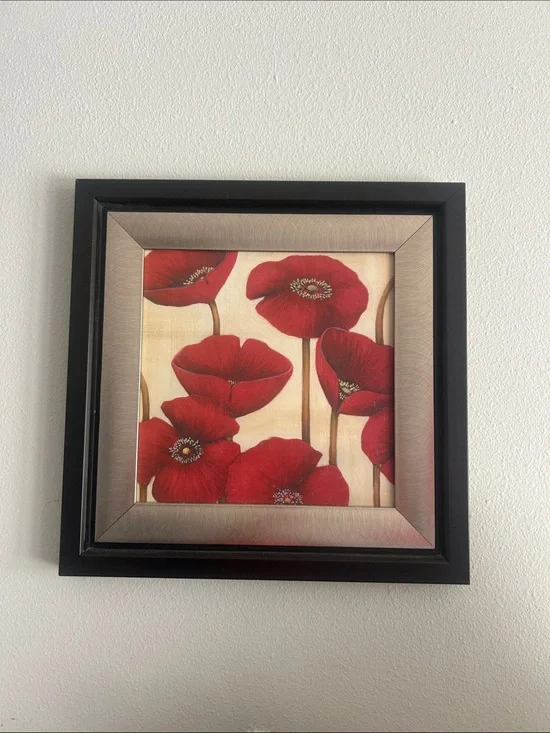 Framed Red Poppy Wall Art