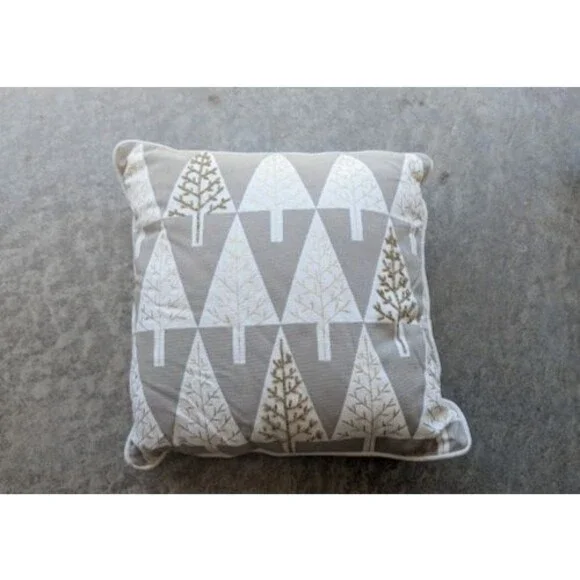 Pier 1 Throw Pillows -Christmas Trees Gold/Gray/White  - 16