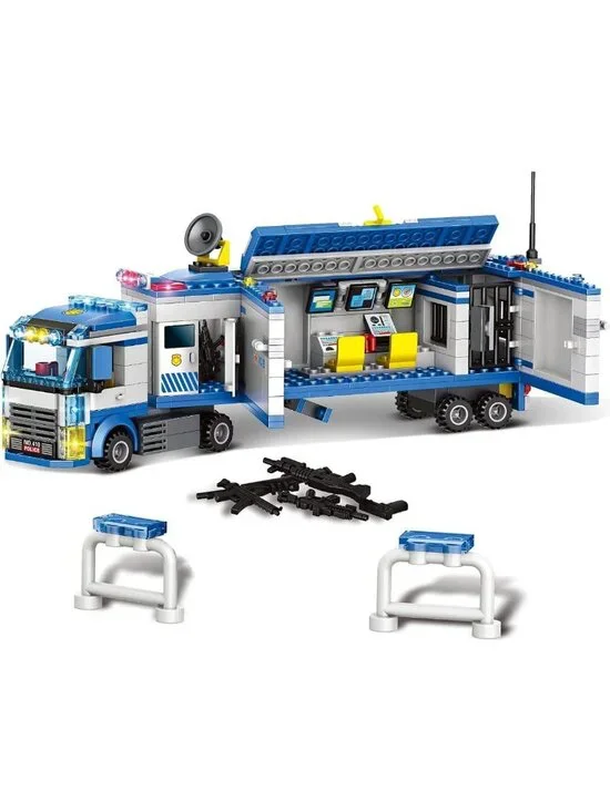 Mobile Command Center Truck Building Blocks Set - Police Unit with Prison & Cop