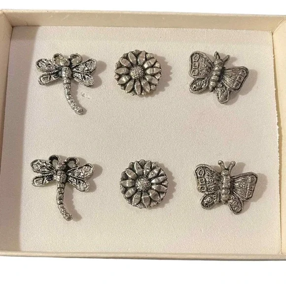 NIB Pier 1 Imports Candle Jewelry Silver Tone Butterfly Dragonfly & Flowers 6pc.