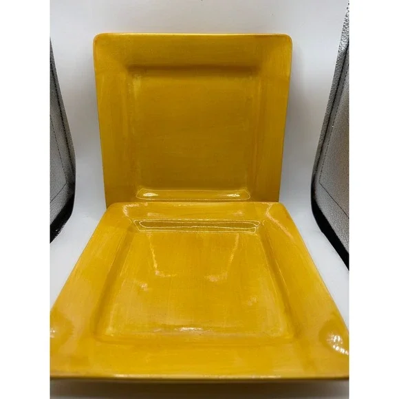 2 Pier 1 Essential Colours Yellow Square Salad Plates 8