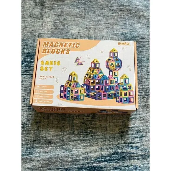 Magnetic Yellow Pink Blue Blocks Tiles Numbers Math Basic Set