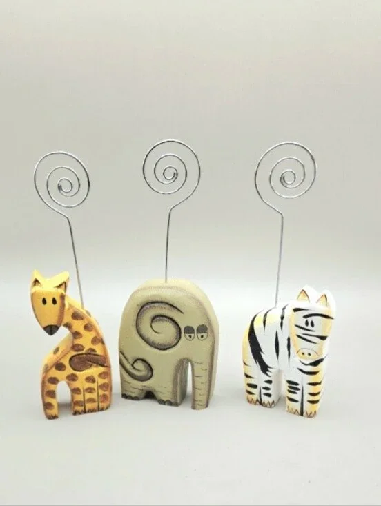 Pier 1 Animal Photo Holder Set of 3, Giraffe, Elephant & Zebra