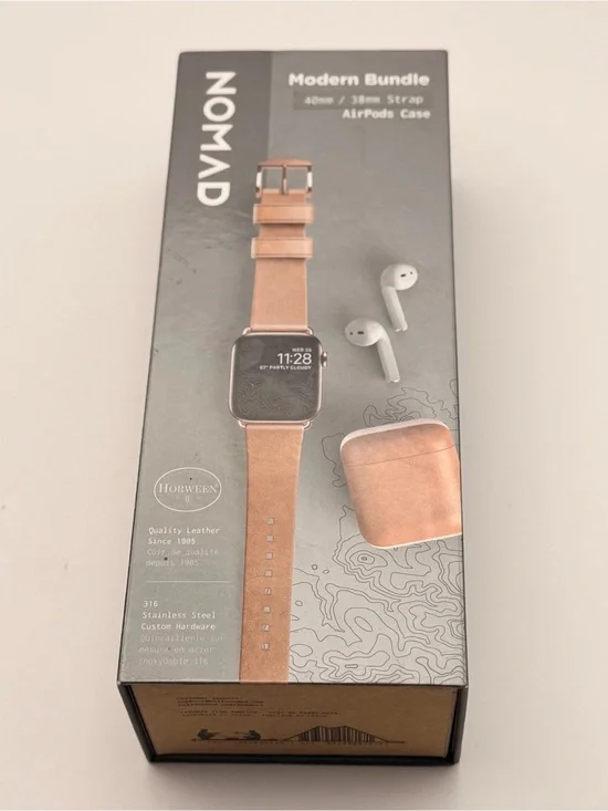 Nomad Bundle Leather Apple Watch Band And AirPods Case, 38/40/41mm