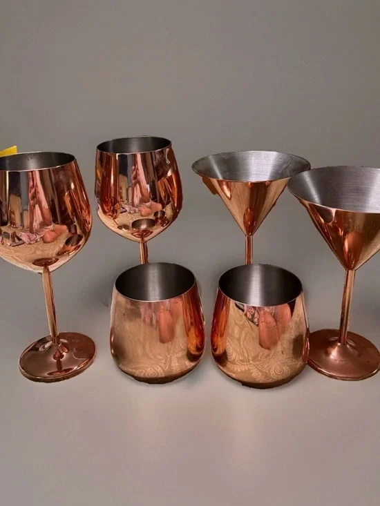 Pier 1 Copper-Tone Stainless Steel Wine, Martini & Tumbler Set