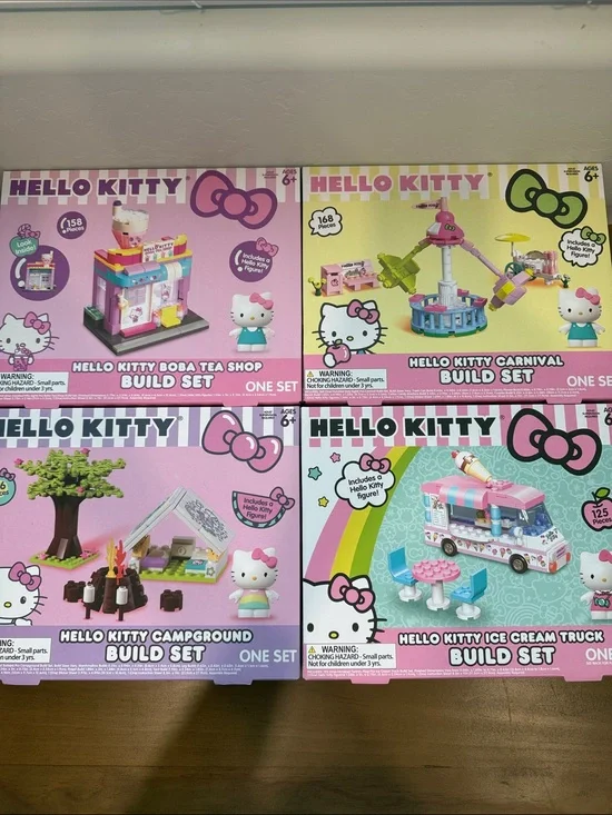 Hello Kitty Sanrio Build Set Bundle 4 Boba Carnival Ice Cream Campground NIB