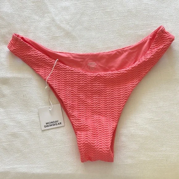 Monday Swimwear Coral Textured Bikini Bottom