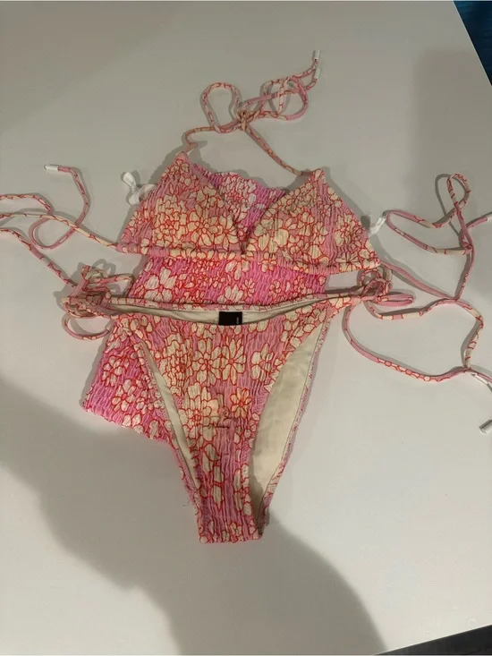 triangl swimwear Pink and orange Floral Bikini Set