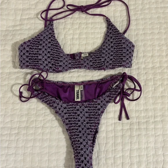 triangl swimwear Purple Crochet Two-Piece Bikini