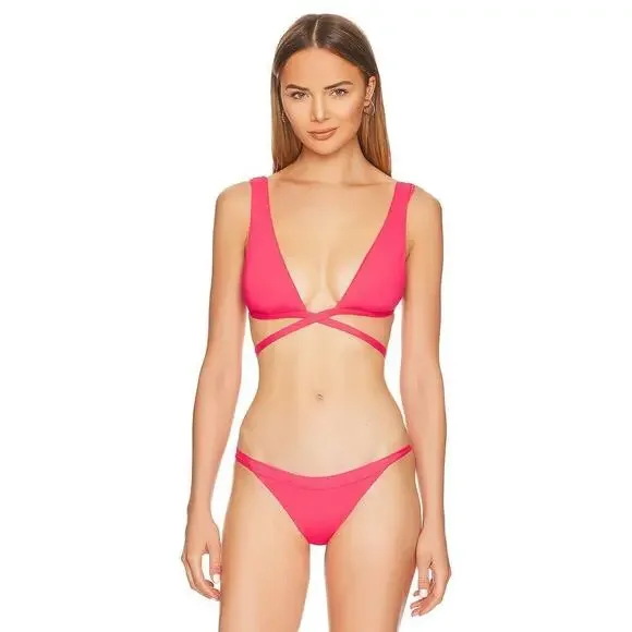 L*Space Avery Strappy Bikini Top in Hot Cherry Size Medium NEW With Tags!