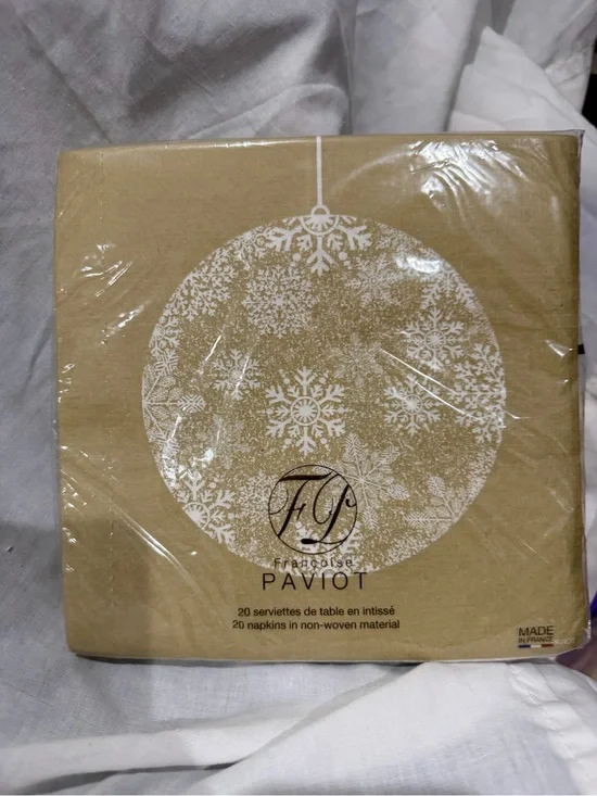 Francoise Paviot Holiday Snowflake Paper Napkins - Kraft Brown & White