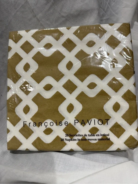 Françoise Paviot Geometric Paper Napkins in Mustard & White