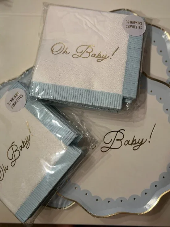 Baby Shower Party Supplies (Boy) Meri Meri Oh Baby Plates Napkins NWT (ps/x)