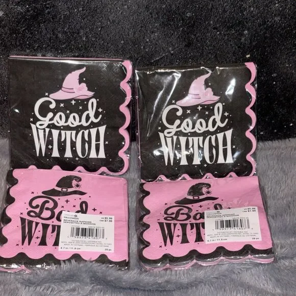 Celebrate 4 Packs Of 20 Each Good Witch Bad Witch 80 Total Napkins Halloween