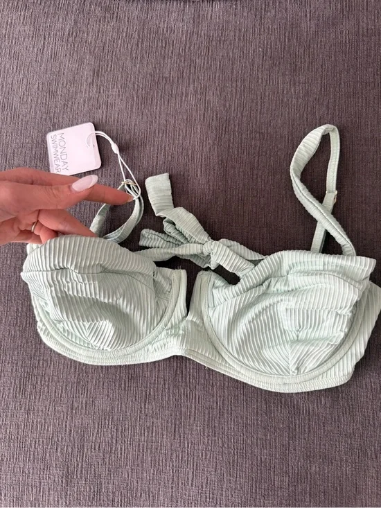 Monday Swimwear Pale Mint Ribbed Underwire Bikini Top size V