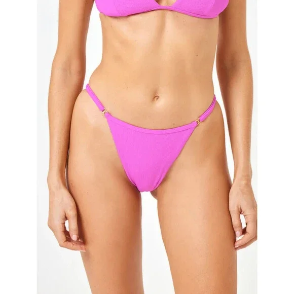 L*Space Remi Bikini Bottom Women's Small Bright Fuchsia Stretch Swimwear BUU712