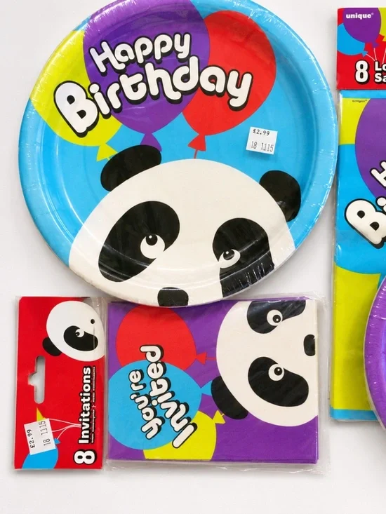 Panda Birthday Party Supplies Set for 8