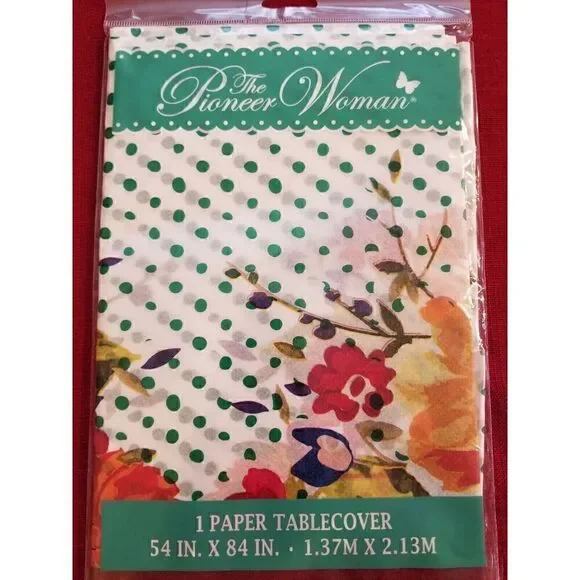 PIONEER WOMAN PAPER TABLECLOTH 54 X 84 ~ TIMELESS FLORAL
