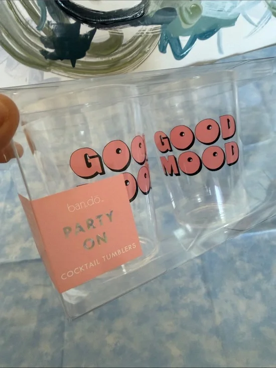 *NEW* ban.do Pink 'Good Mood' Cocktail Tumblers - Set of 2