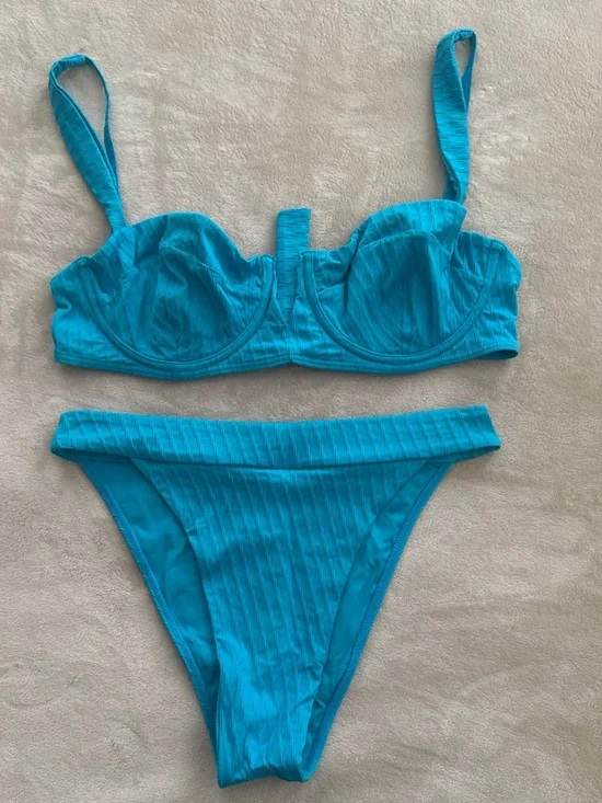 Monday Swimwear Turquoise Ribbed Bikini Top