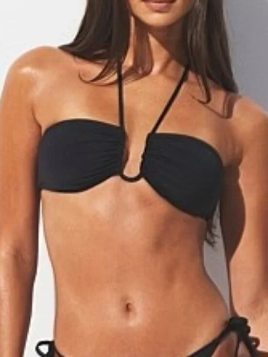 🖤 SKIMS Signature Swim U Wire Halter Top | Onyx | M | NWT 🏷️