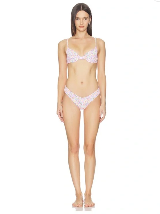 Kulani Kinis Pastel Floral Underwire Bikini in Pink