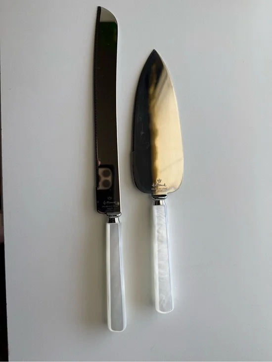 Hallmark White Pearl-Effect Cake Knife and Server Set