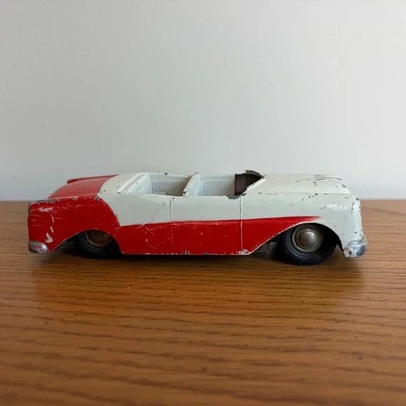 Vintage Renwal USA Diecast Metal Convertible Toy Car Red White 1950s Style